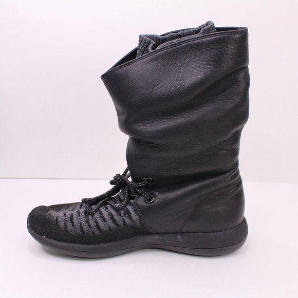 Nike Womens Roshe 2 Hi Flyknit Slouch Leather Boots Size 7 All Black Gray 861708 - Picture 3 of 13